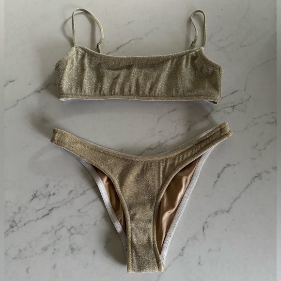 triangl swimwear Swim Triangl Mika Gold Sparkle Bikini Poshmark